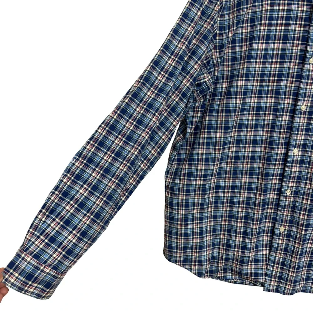 Polo Ralph Lauren Button Down Oxford-Cloth Shirt Blue Plaid Classic Fit XXL